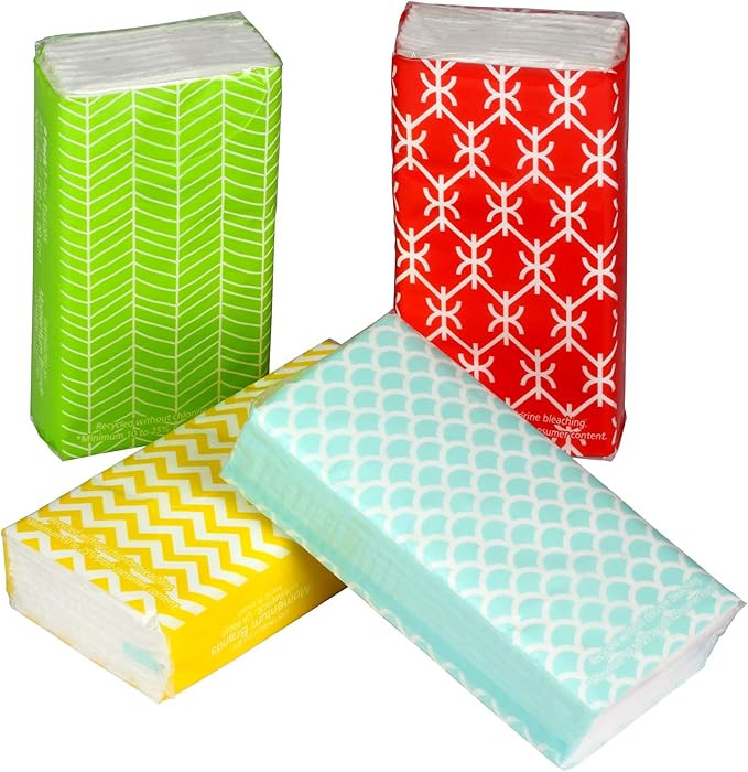 Pocket Sized Travel Facial Tissue 8 Packets, 72 Sheets, Geometric Print | Amazon (US)