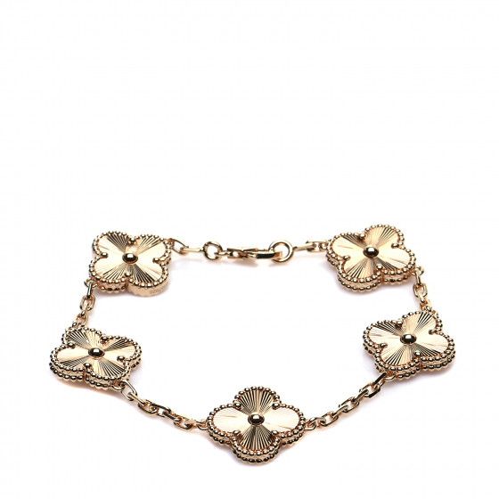 VAN CLEEF & ARPELS

18K Yellow Gold 5 Motifs Guilloche Vintage Alhambra Bracelet | Fashionphile