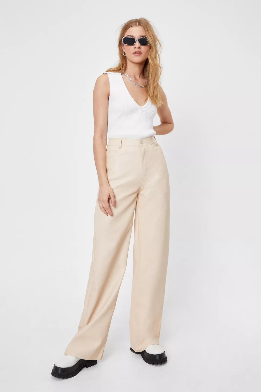 Faux Leather Wide-Leg Pants | Nasty Gal (US)