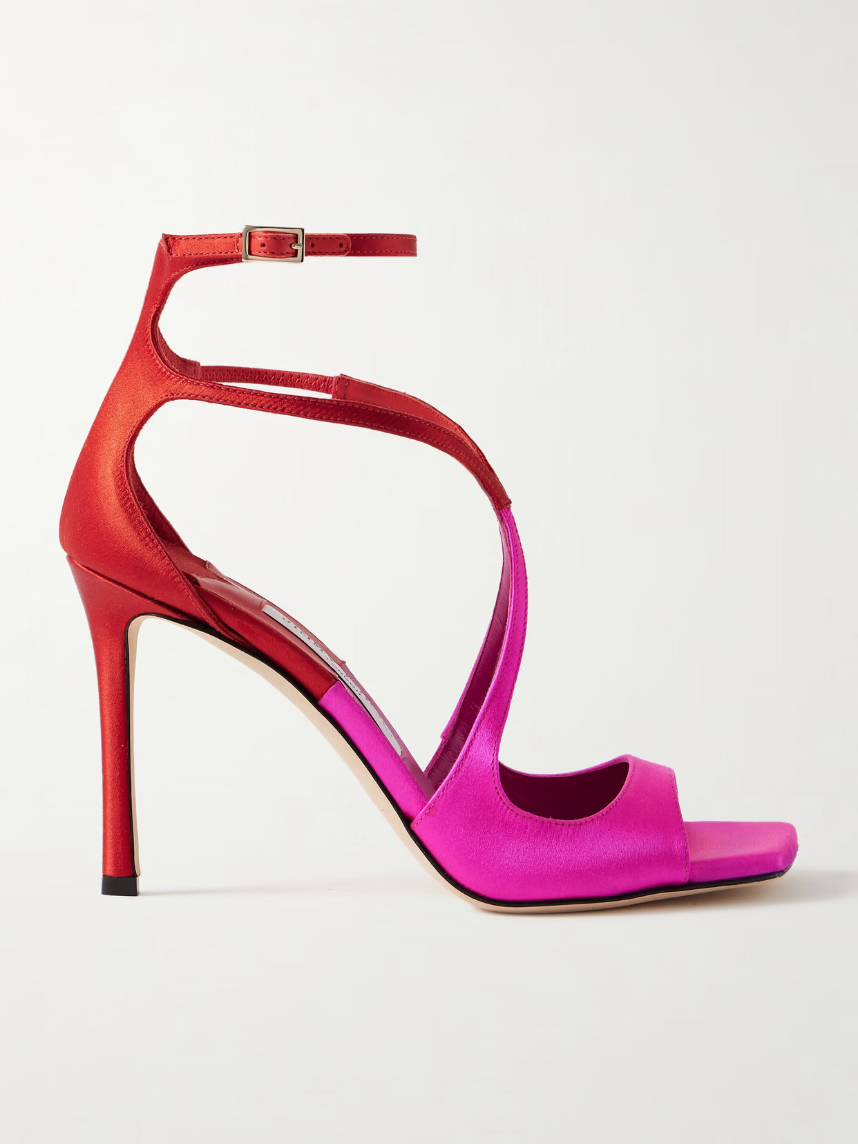 Jimmy Choo - Azia 95 Two-tone Satin Sandals - Pink | NET-A-PORTER (US)