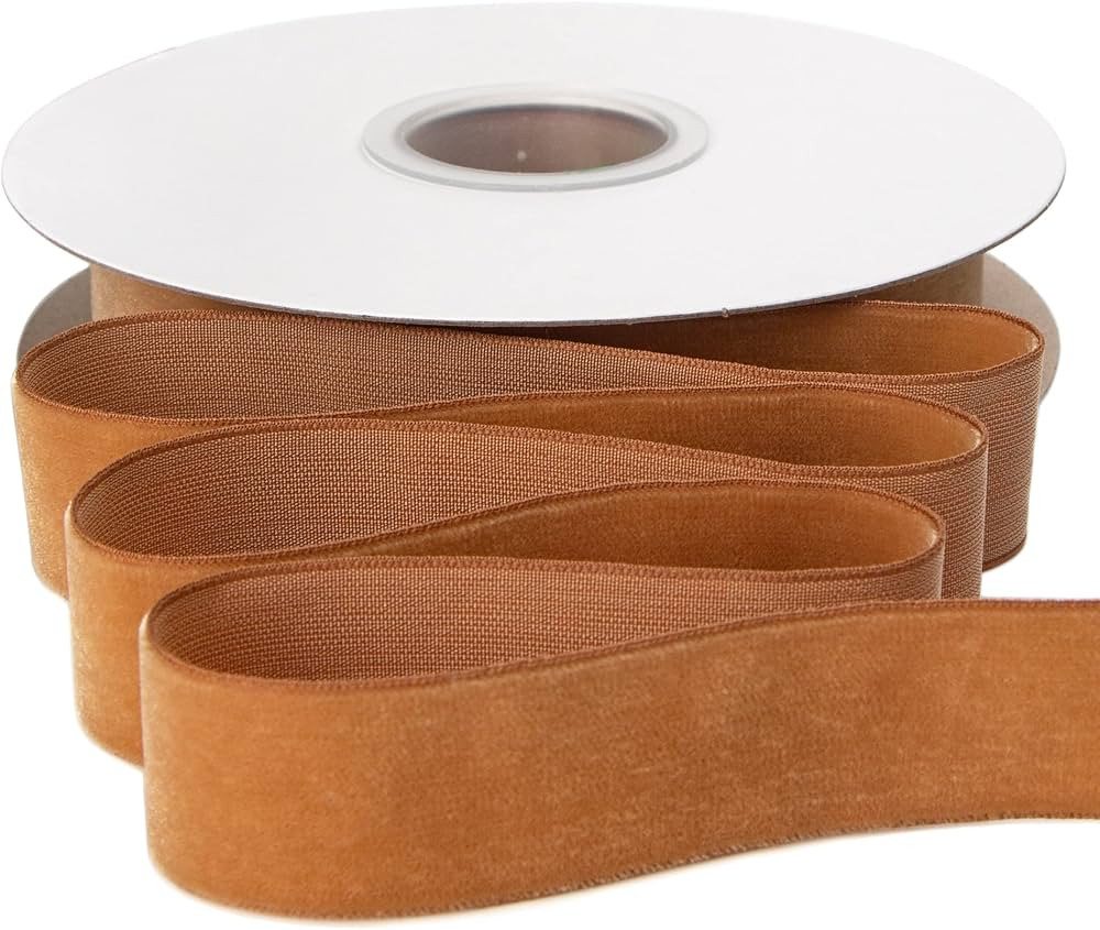 Ribbli Polyester Khaki Velvet Ribbon,1 Inches Continuous10-Yard Spool,Christmas Ribbon for Gift W... | Amazon (US)