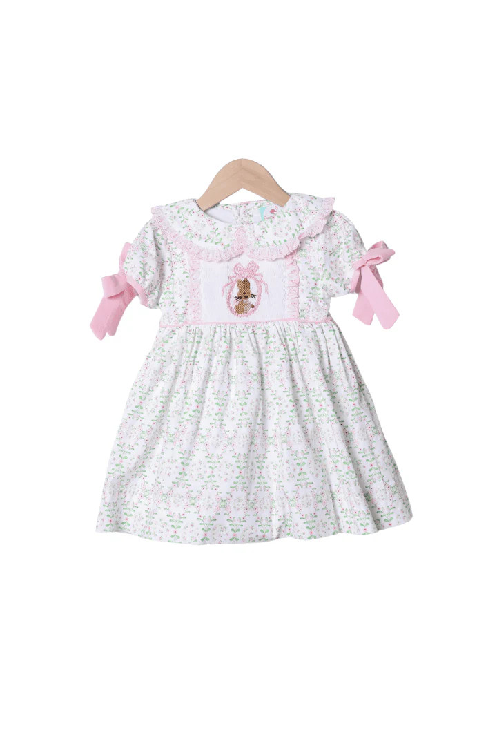 Smocked Bunny Easter Floral Dress | The Smocked Flamingo