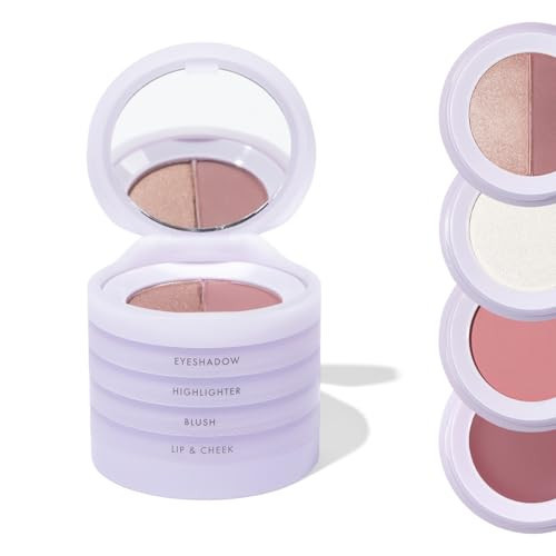 4-in-1 Travel Makeup Kit by Subtl Beauty | Highlighter, Blush, Eyeshadow Duo, Lip & Cheek Tint | Free Mirror & Brush | Stackable for Travel | Amazon (US)