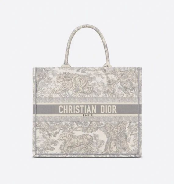 Christian Dior Book Tote Gray Toile de Jouy Embroidery Handbag | Etsy | Etsy (US)