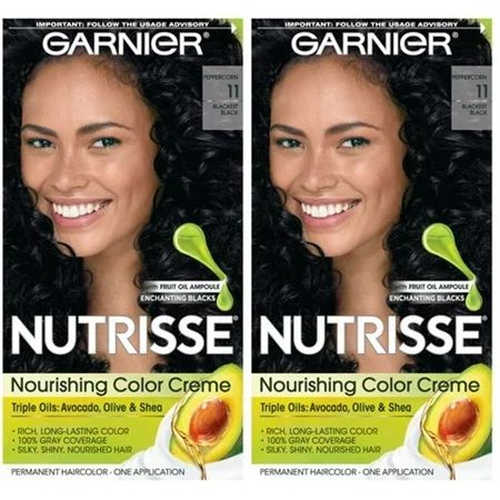 Garnier nutrisse nourishing hair color creme, 11 blackest black, 2 pack | Walmart (US)
