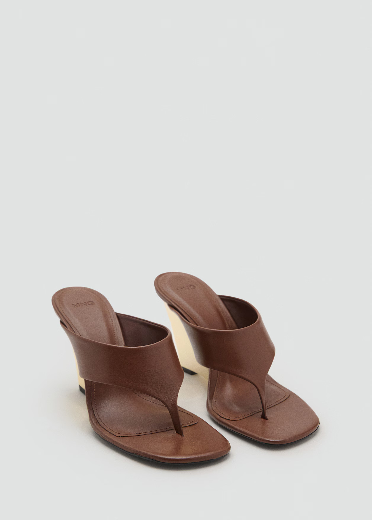 Contrast wedge leather sandal - Women | MANGO United Kingdom | MANGO (UK)