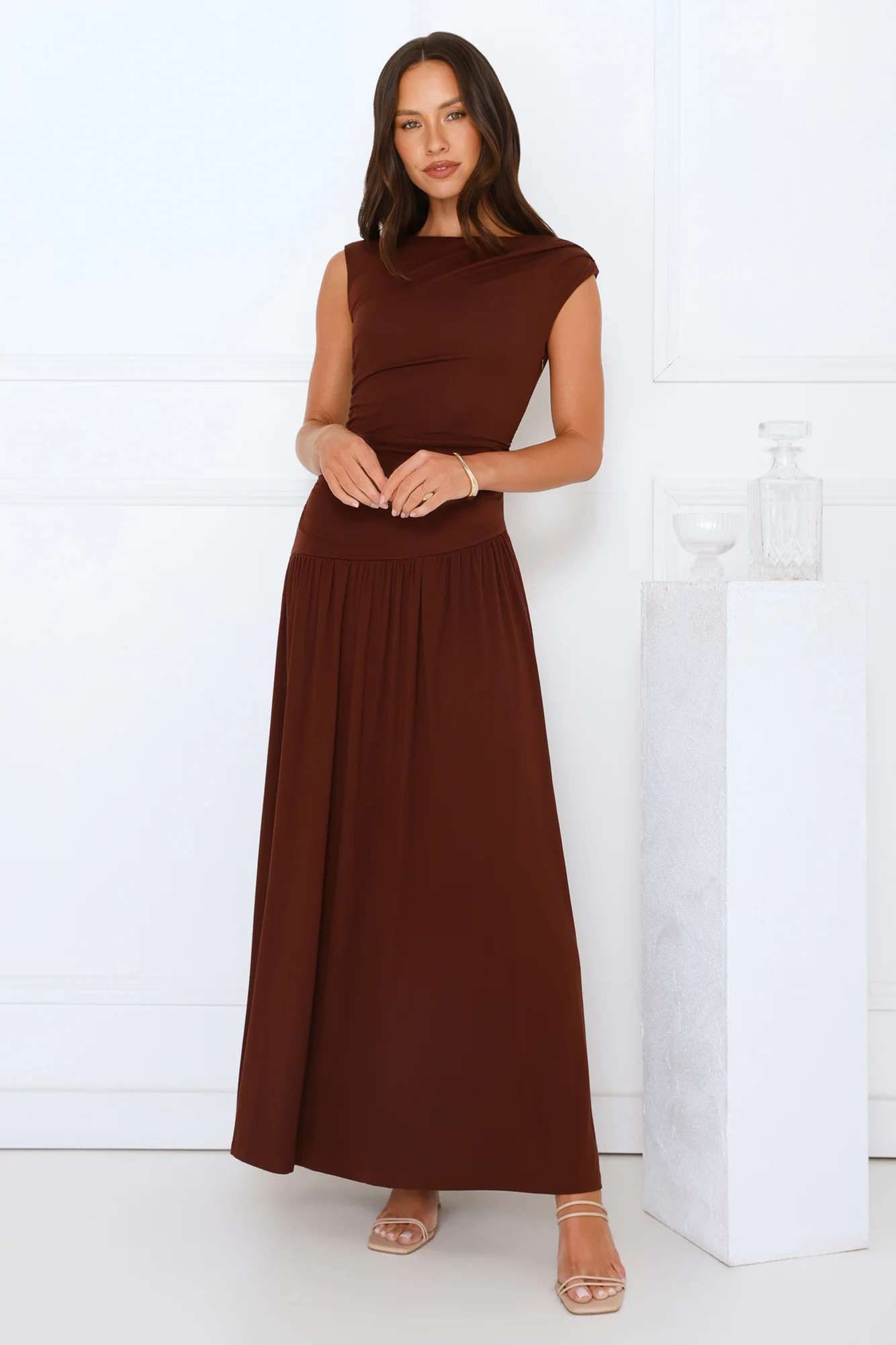 Sophisticated Simplicity Maxi Dress Brown | Hello Molly (US)