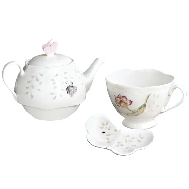 Butterfly Meadow Stack Teapot Set with Tea Bag Holder | Wayfair North America