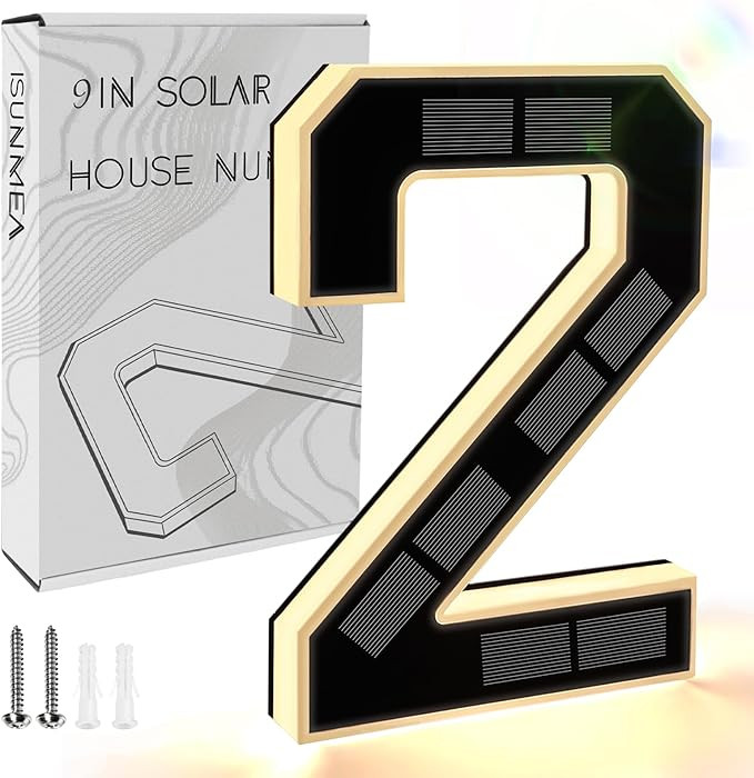 ISUNMEA 9 Inch Solar Lighted House Numbers for Outside, Light Up Waterproof LED Address Numbers S... | Amazon (US)
