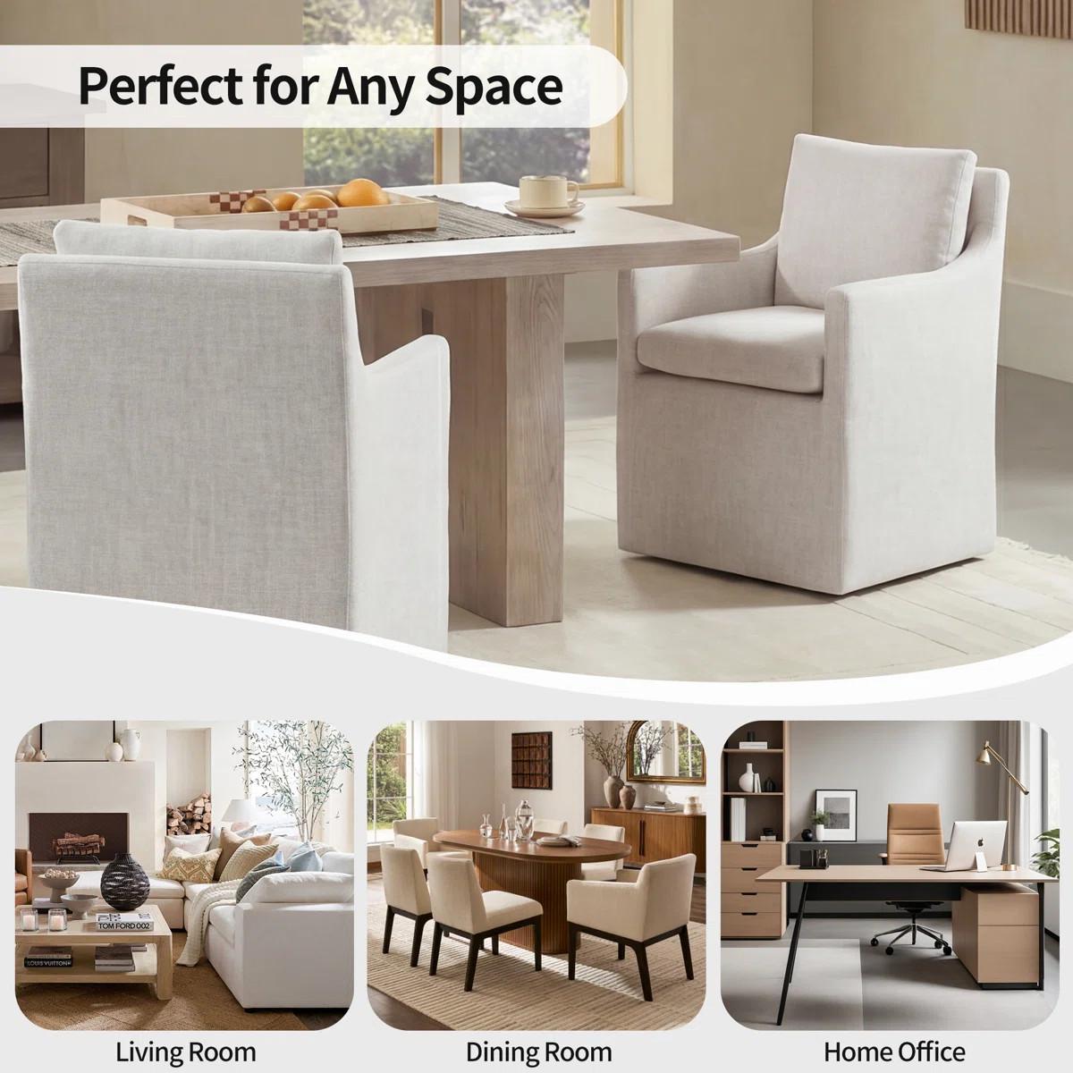 Bronte 24" Wide Country Farmhouse Linen Down Fill Upholstered Dining Armchair | Wayfair North America