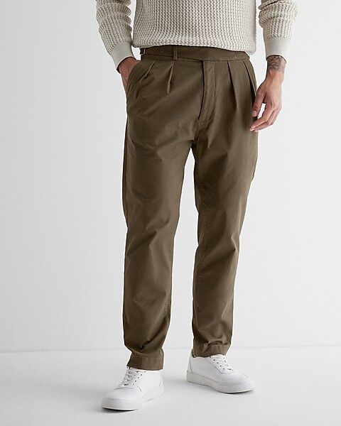Athletic Slim Modern Chino Belted Pleated Pant | Express