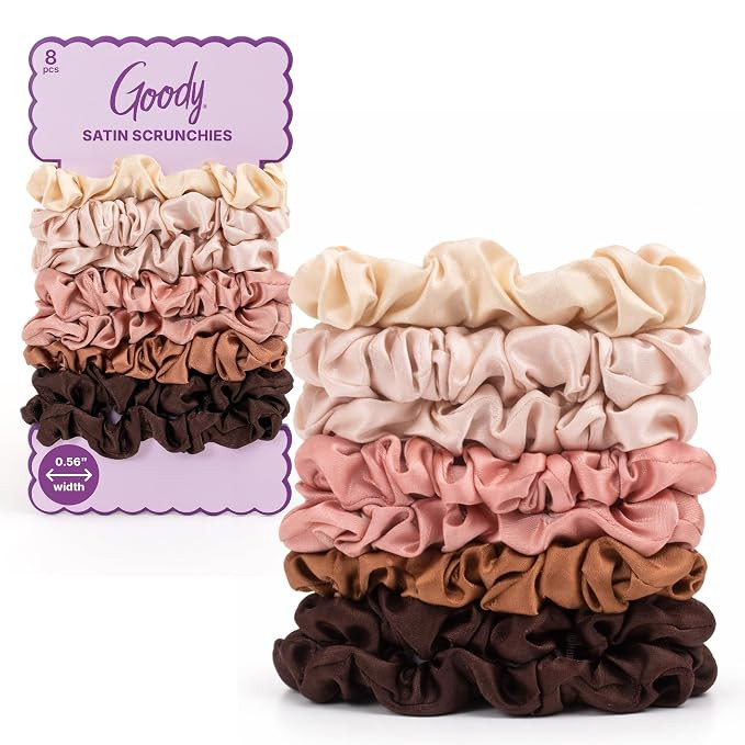 Goody Ouchless Skinny Satin Scrunchies, Frizz Fighting, No Damage Scrunchies, Gentle, Secure & Cr... | Amazon (US)
