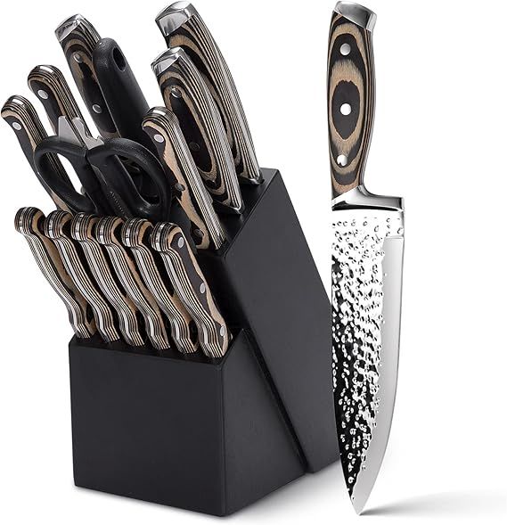 Knife Set,15 Pieces Kitchen Knife Set with Wooden Block,High Carbon Japanese Stainless Steel Knif... | Amazon (US)