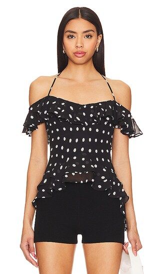 Giulia Top in Black And Cream | Revolve Clothing (Global)