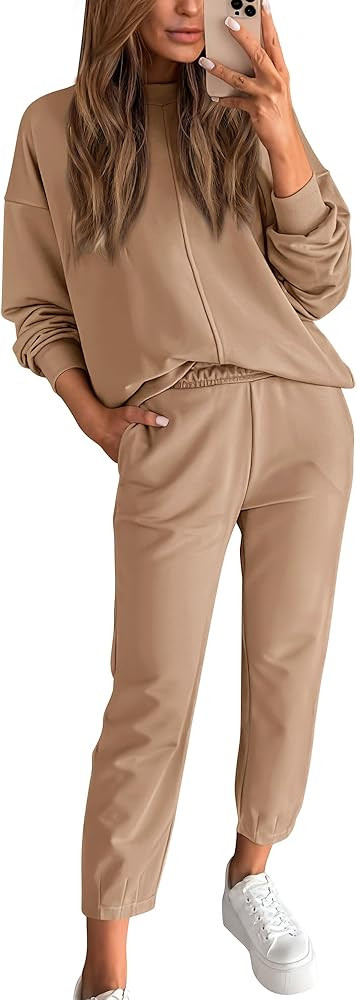 BTFBM 2023 Women 2 Piece Outfits Long Sleeve Pullover Jogger Pants Lounge Sets Fall Winter Sweats... | Amazon (US)