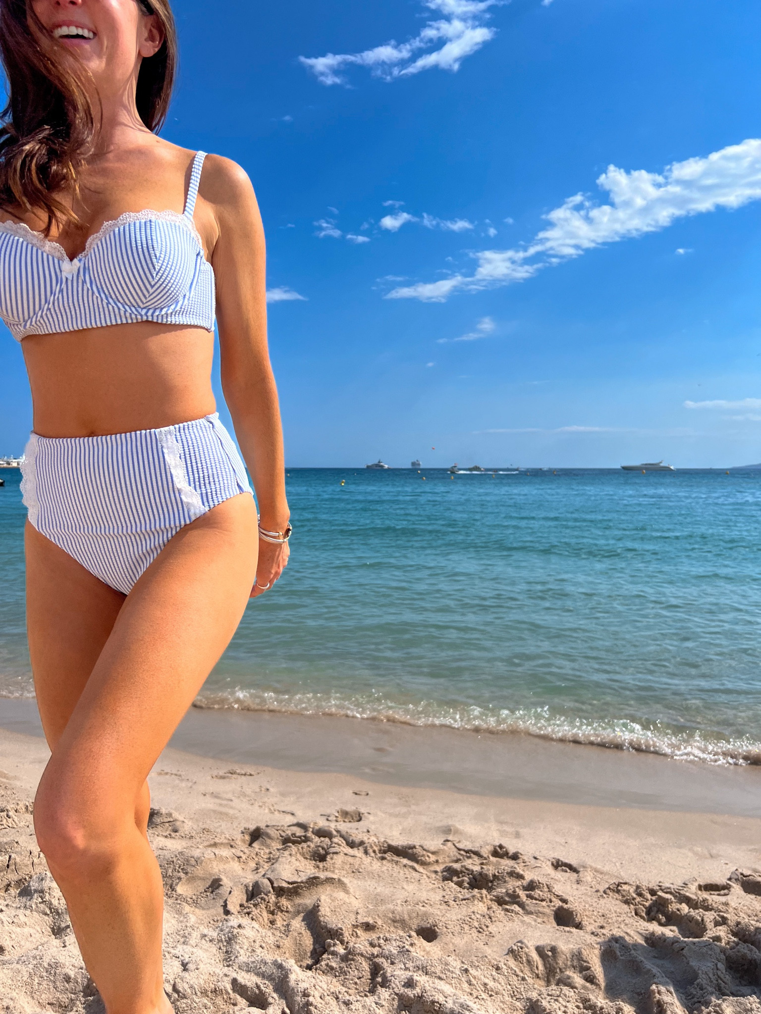 Cutest swim suit set! The little lace detail on top of the seersucker blue and white stripes is so sweet. I’m just under 5’3” wearing a small in both Top and Bottom. Typically a small in tops but bust is a 32D and this Small top fits perfectly with adjustable straps. 

Swimwear, vacation, summer outfit, bathing suits, european summer, travel 

#LTKTravel #LTKSwim #LTKSeasonal
