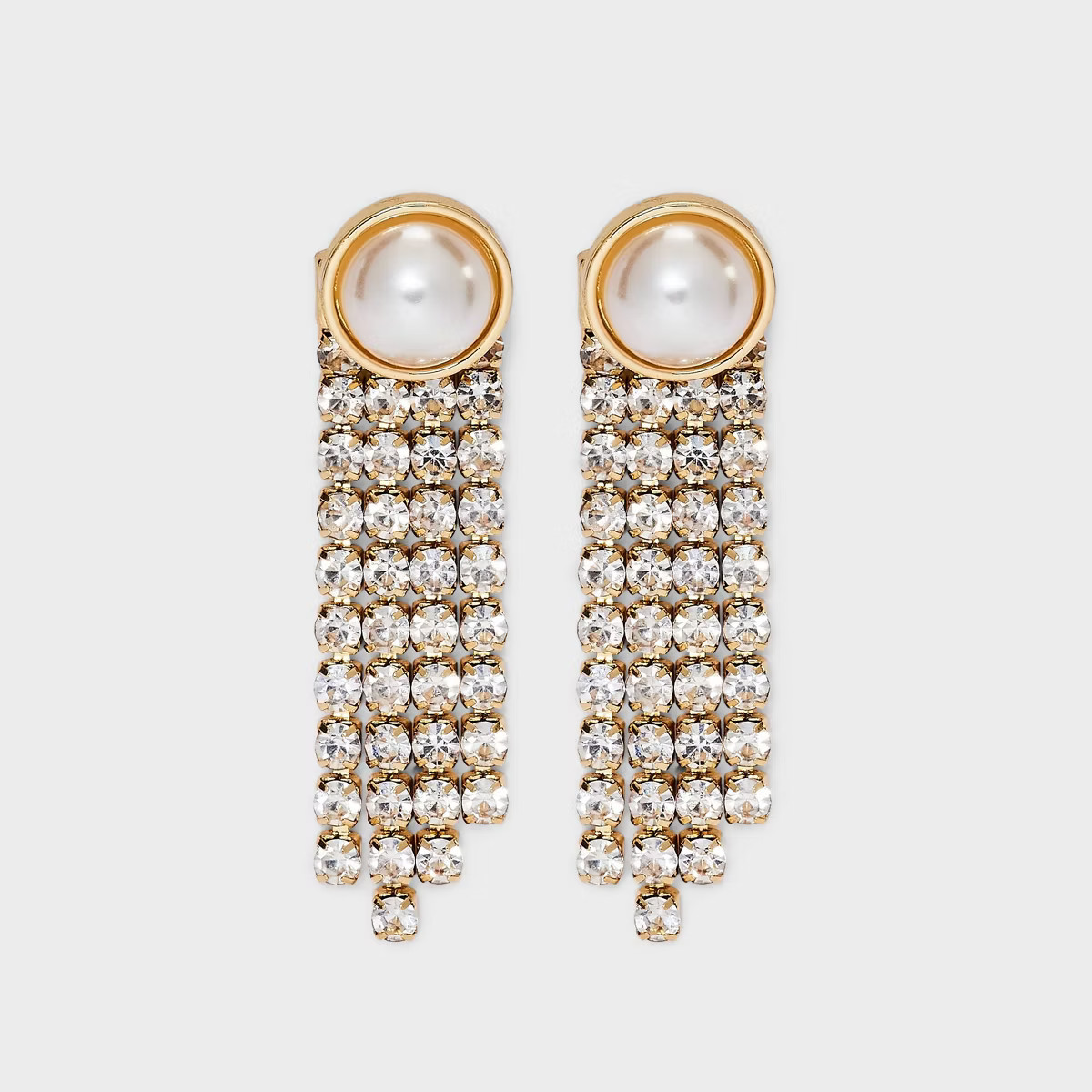 4Rw Linear Glass Pearl Clear Drop Earrings - A New Day™ Gold | Target