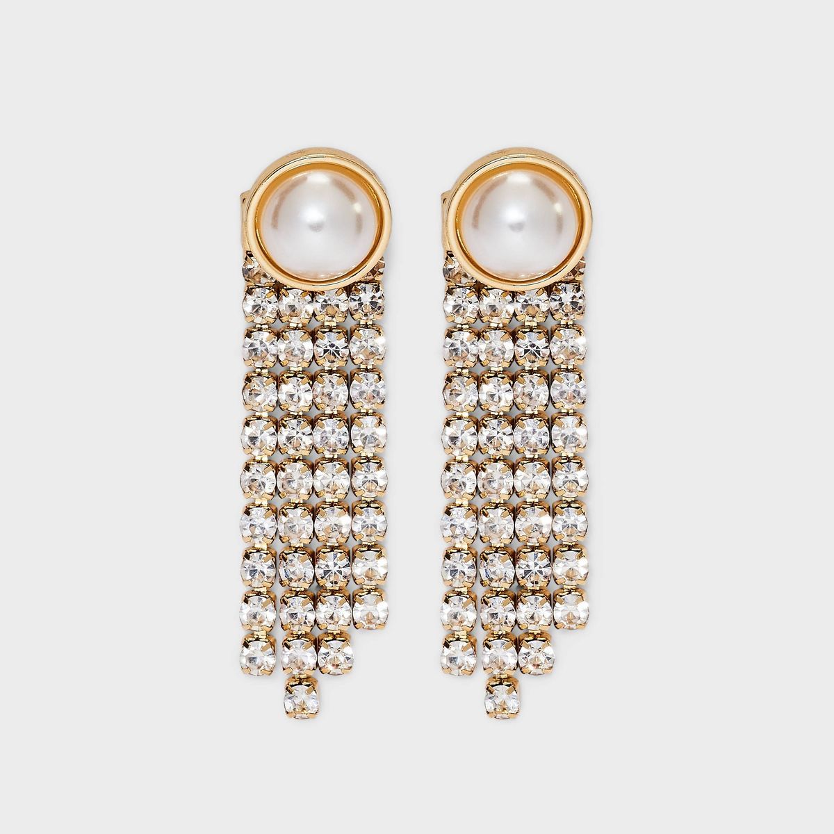 4Rw Linear Glass Pearl Clear Drop Earrings - A New Day™ Gold | Target