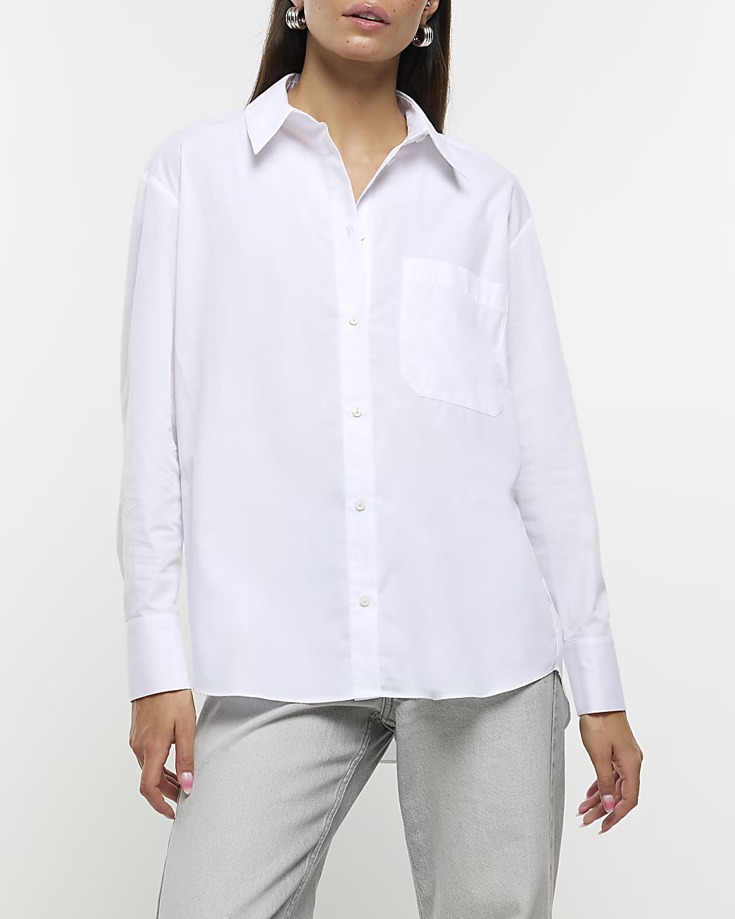 White poplin oversized shirt | River Island (UK & IE)