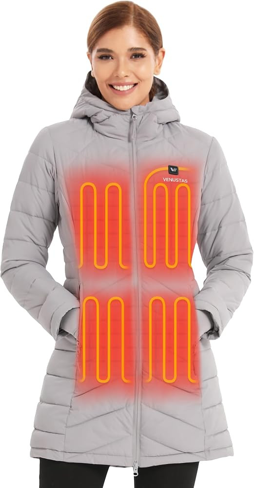 Venustas Women‘s Long Heated Jacket with Battery Pack, 100% Recycled Quilted Electric Puffer Wi... | Amazon (US)