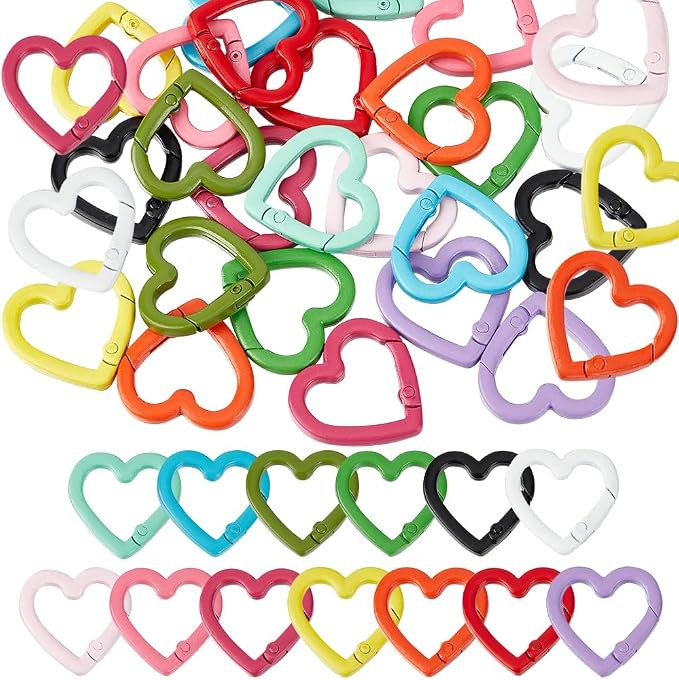 SUNNYCLUE 26PCS 13 COLOR Heart Spring Clasp Spring Key Rings Alloy Purse Ring Clip Trigger Colorf... | Amazon (US)