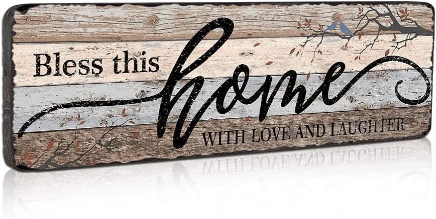 TIANCENTRAL H Home Sign Wall Decorations for Living Room Bless - This Home with Love and Laughter... | Amazon (US)