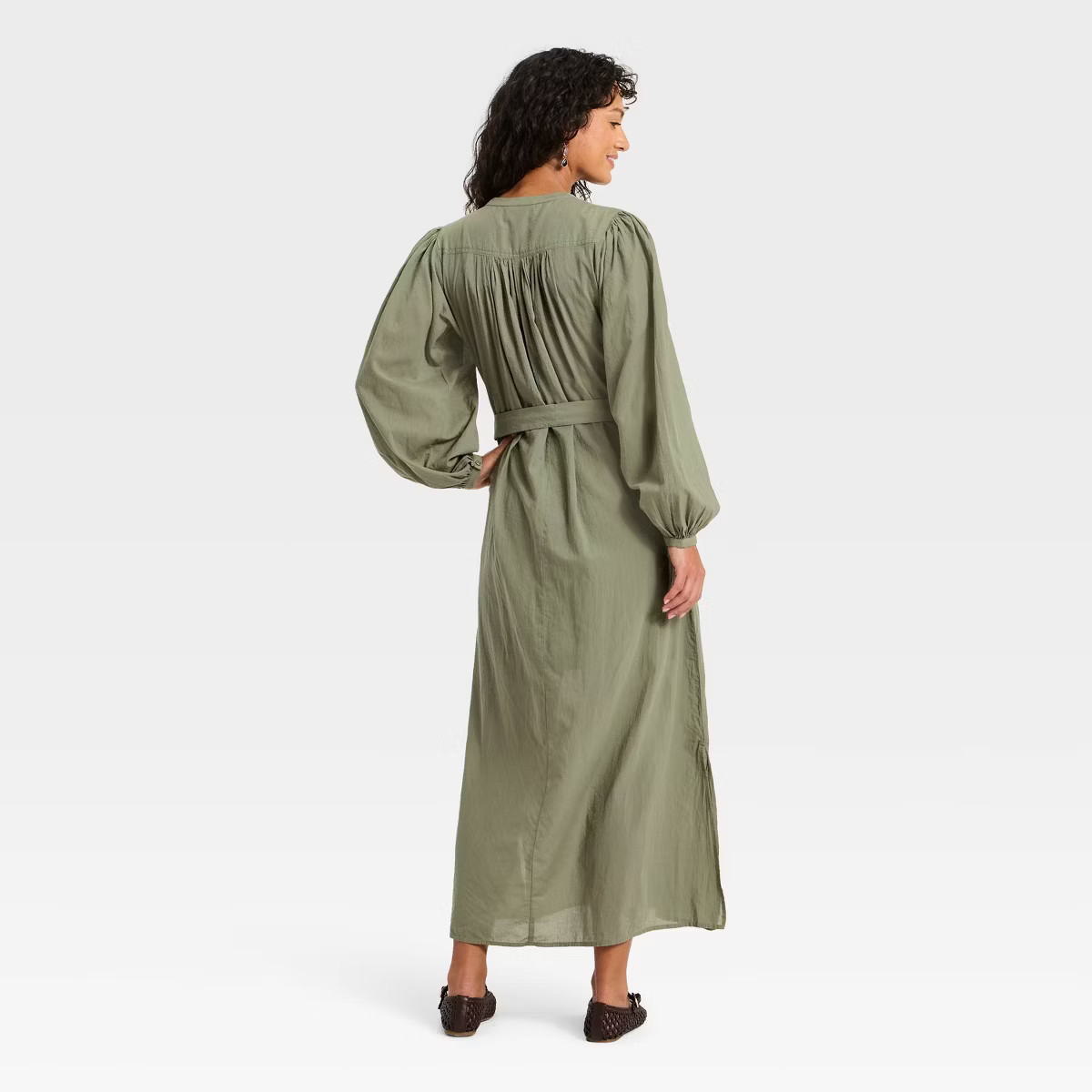 Women's Balloon Long Sleeve Collared Neck Maxi Shirtdress - Universal Thread™ | Target