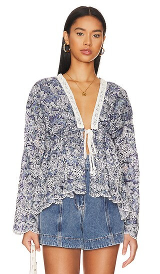 Anissa Bed Jacket in Blue Combo | Revolve Clothing (Global)