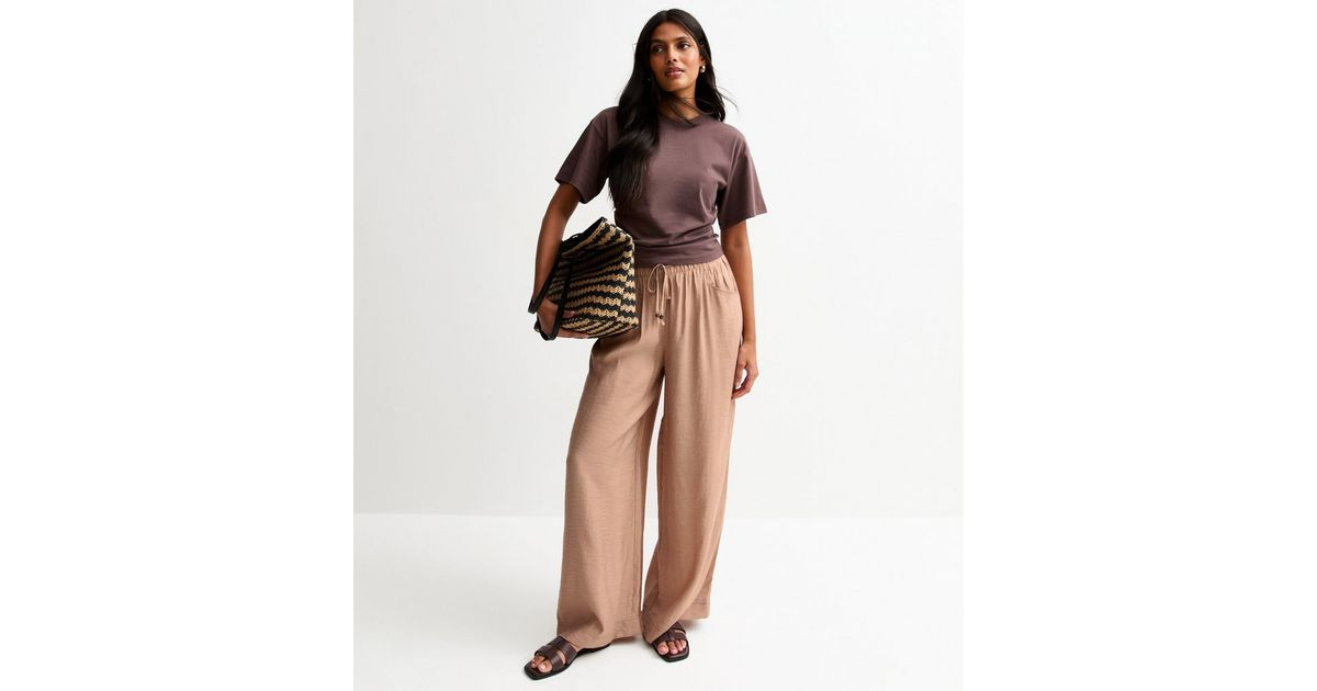 Mink Textured Wide Leg Trousers
						
						Add to Saved Items
						Remove from Saved Items | New Look (UK)