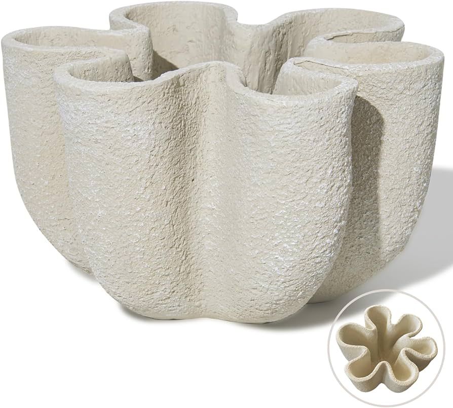 Nico Curvy Decorative Bowl Fluted Vase Scallop Home Decor for Living Room Coffee Table Styling Bo... | Amazon (US)