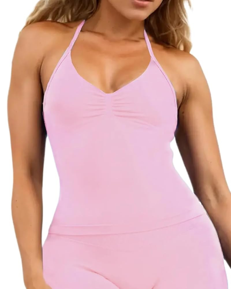 Qmttoae Workout Tank Tops for Women Sleeveless Gym Crop Top with Built in Bra Seamless Athletic Y... | Amazon (CA)