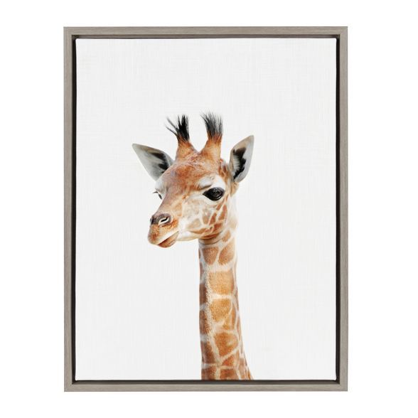 18" x 24" Sylvie Baby Giraffe Framed Canvas by Amy Peterson Gray - Kate and Laurel | Target
