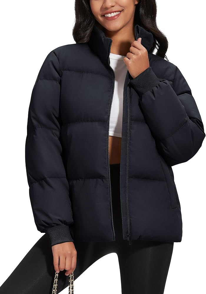 MAGCOMSEN Women's Winter Down Puffer Jackets Stand Collar Zip Up Water Resistant Warm Padded Quil... | Amazon (US)