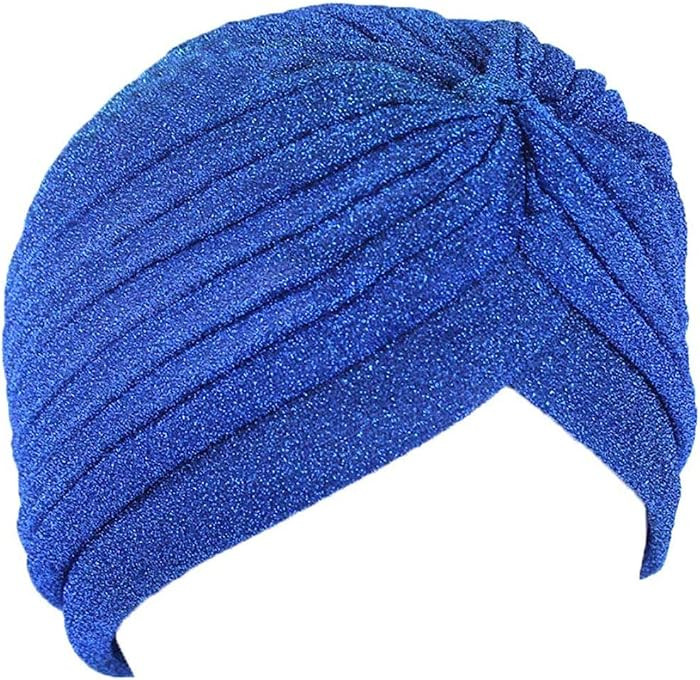 canjoyn Unisex Glitter Twist Pleated Hair Wrap Stretch Turban Hat Chemo Beanie Cap Headwear | Amazon (US)