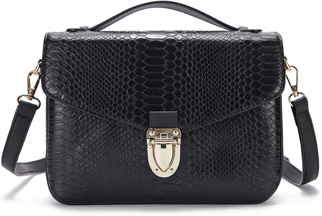 Crossbody Bags for Women Trendy Designer Shoulder Purse Classic Black Leather Handbag Top-handle ... | Amazon (US)