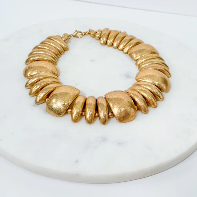 Vintage Gold Domed Shaped Short Chunky Necklace | Clover and Bee | Clover + Bee