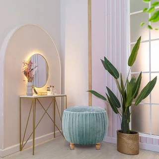 NPD Furniture Helena Velvet Small Round Ottoman - Bed Bath & Beyond - 27733358 | Bed Bath & Beyond