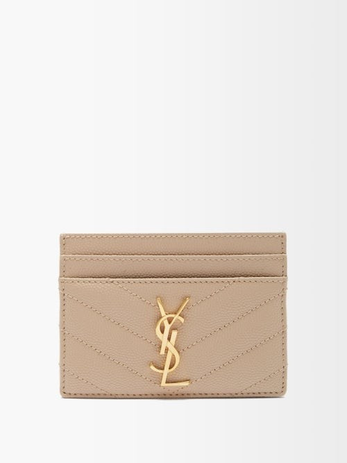 Saint Laurent - Ysl-monogram Quilted-leather Cardholder - Womens - Beige | Matches (US)