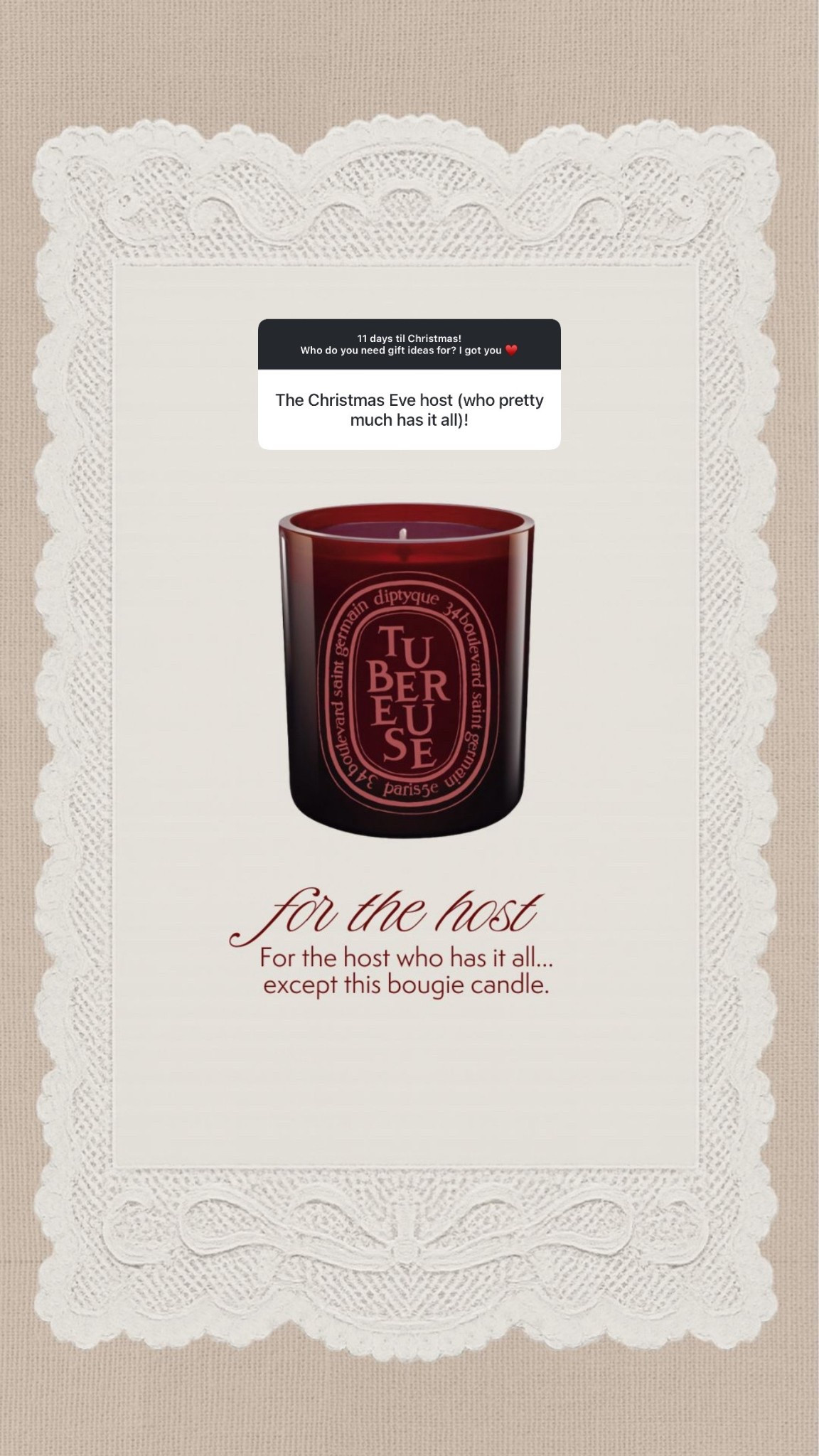 My favorite gifts to give are the ones that people wouldn’t usually purchase for themselves/this bougie candle is one of those gifts and linking other options for different budgets below ✨

#LuxeGift #diptyqueCandle #HostessGift #HousewarmingGift #GiftsForHer #candle

#LTKSeasonal #LTKGiftGuide #LTKHoliday