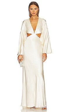 Shona Joy La Lune Flared Sleeve Open Back Maxi Dress in Cream from Revolve.com | Revolve Clothing (Global)