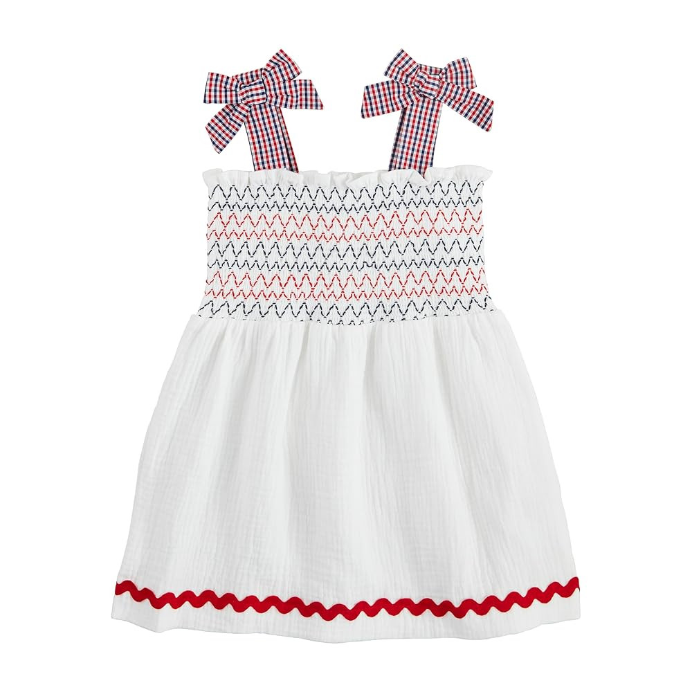 Mud Pie Baby Girls Children's White Smocked Gauze Dress | Amazon (US)