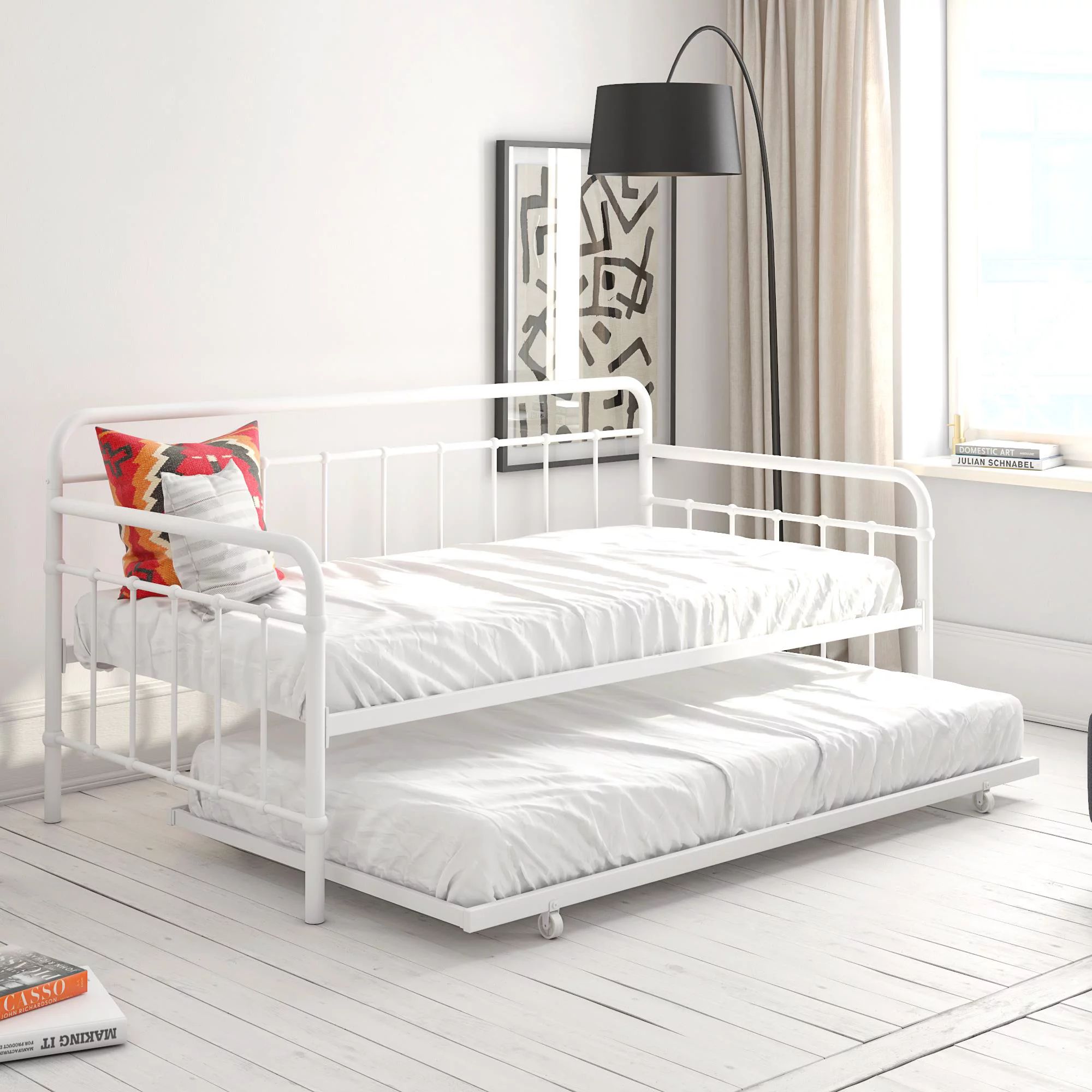 Better Homes and Gardens Kelsey Metal Daybed & Trundle, Multiple Finishes - White | Walmart (US)