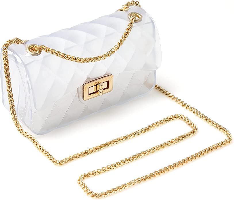 MOETYANG Semi Clear Purse for women,Jelly Purse, Clutch Crossbody Shoulder Bag Fashion Design | Amazon (US)