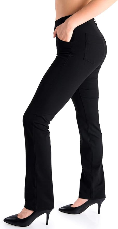 Yogipace,Belt Loops,Women's Petite/Regular/Tall Straight Leg Yoga Dress Pants | Amazon (US)