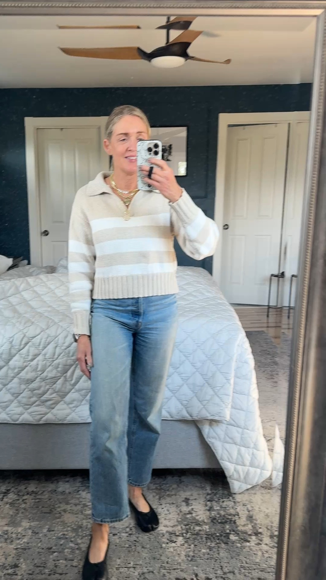 Spring transition outfit. Striped polo sweater from @Quince size small. Everlane high rise denim size 25. @Steve Madden US flats size down

Spring outfits 2025, teacher outfits, work from home outfits, fashion over 40, fashion over 50, spring sweaters, spring denim

#LTKgrwm #LTKootd #LTKOver40