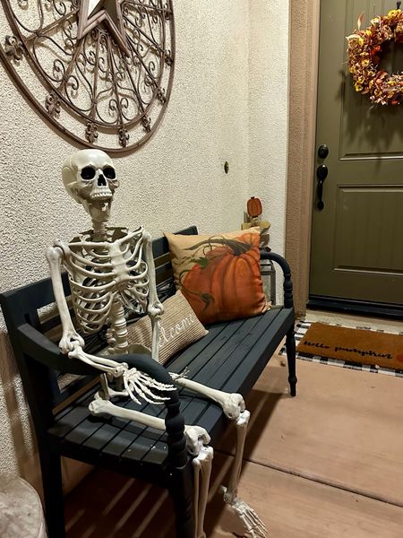 Posable skeleton. Fall porch  

#LTKfindsunder50 #LTKhome #LTKHoliday