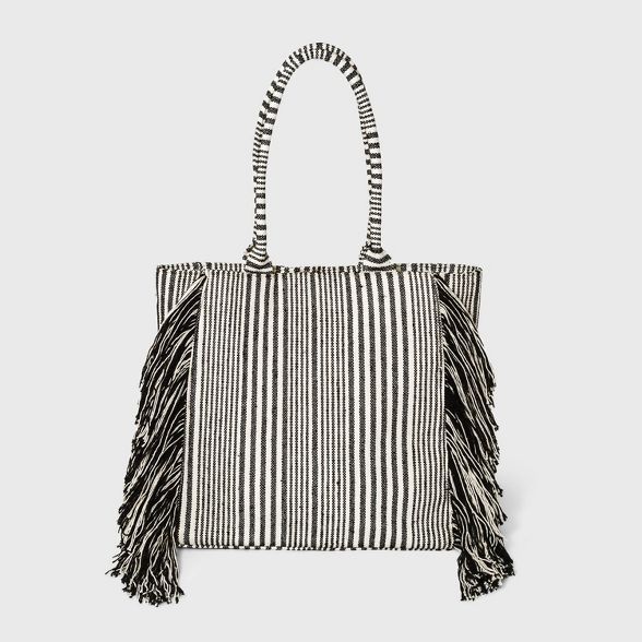 Striped Boxy Tote Handbag - Universal Thread™ Black/White | Target