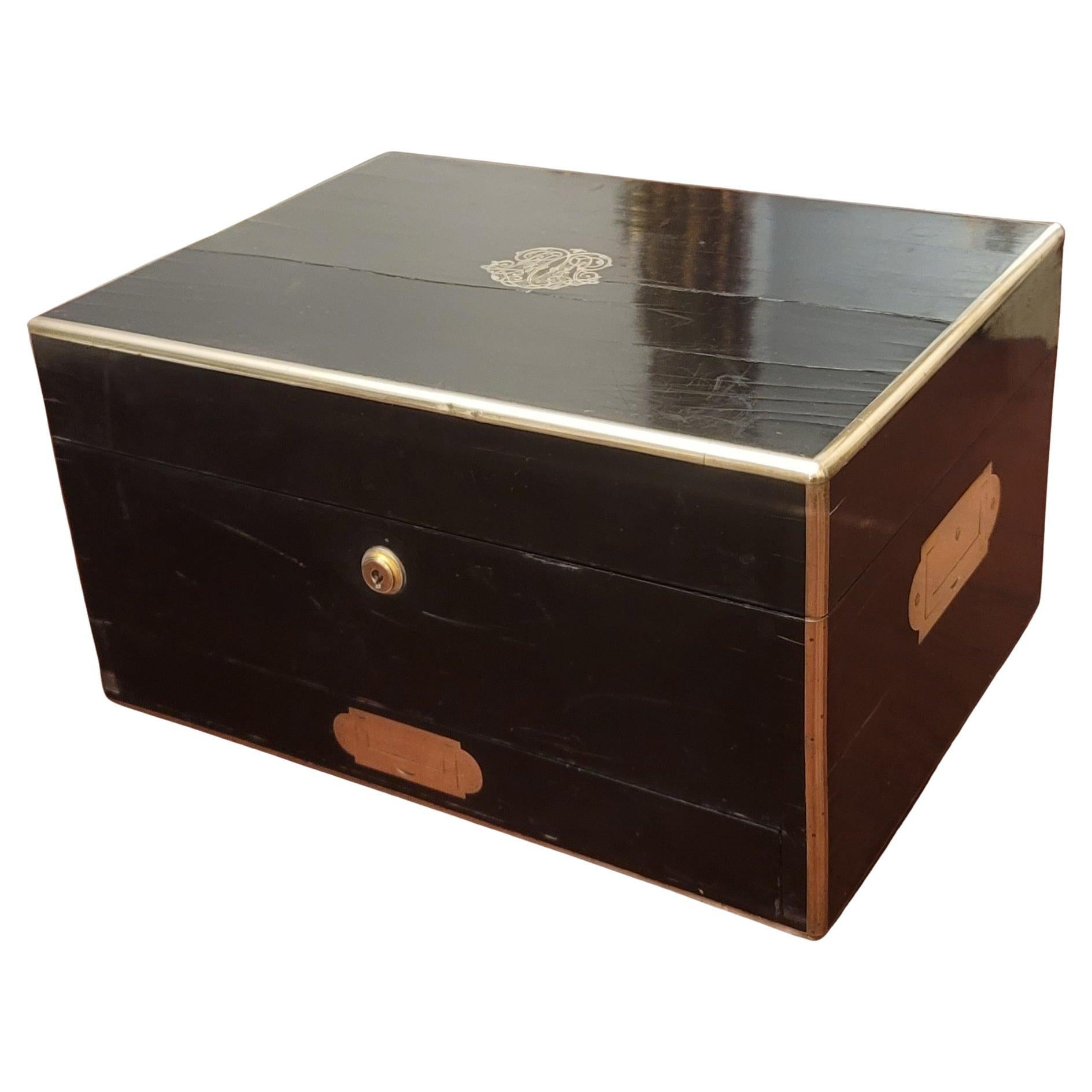 1839 Fitzmaurice West Victorian Ebony & Brass Inlays Necessaire De Voyage | 1stDibs