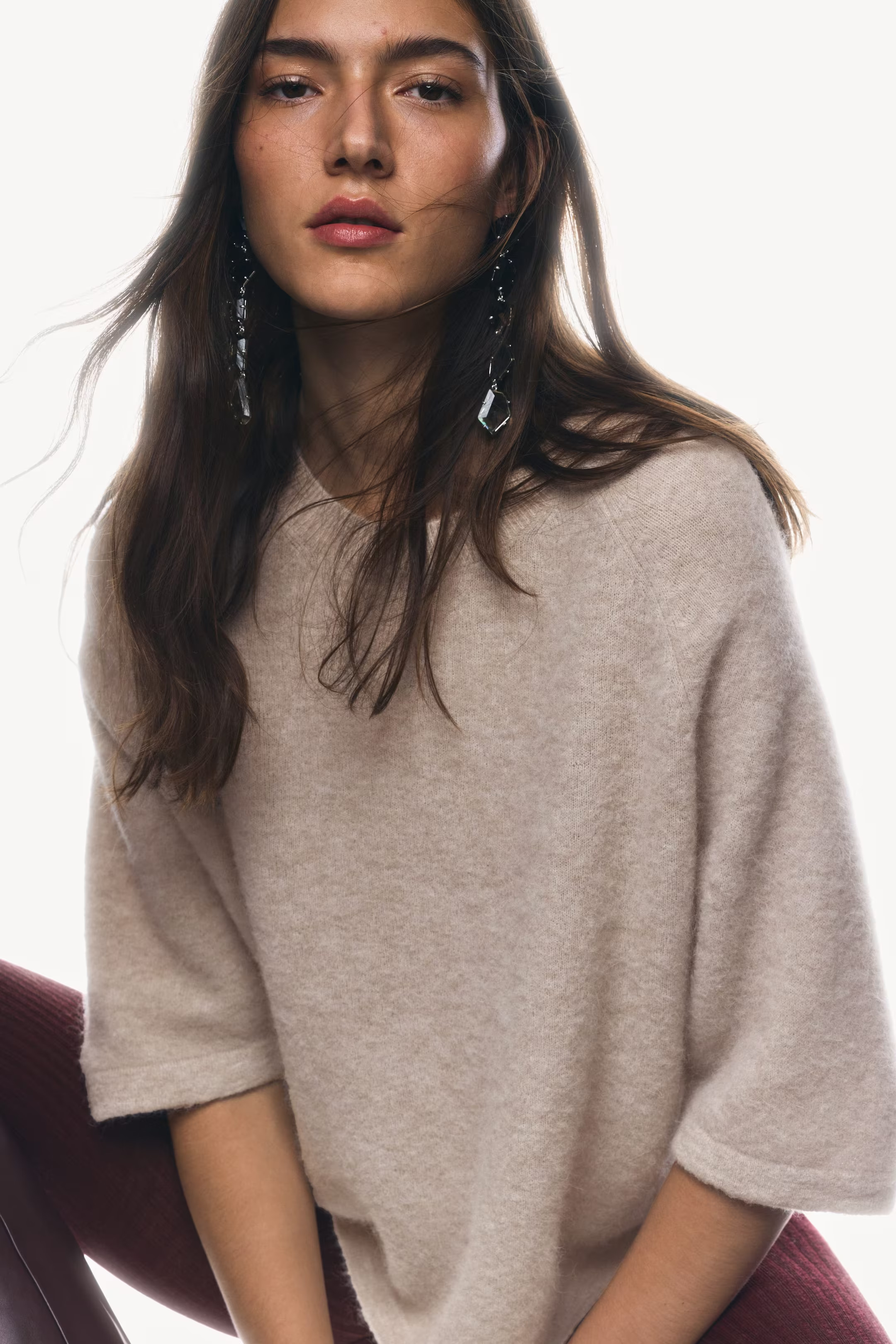 Alpaca-Blend Knitted Top - Oatmeal - Ladies | H&M GB | H&M (UK, MY, IN, SG, PH, TW, HK)