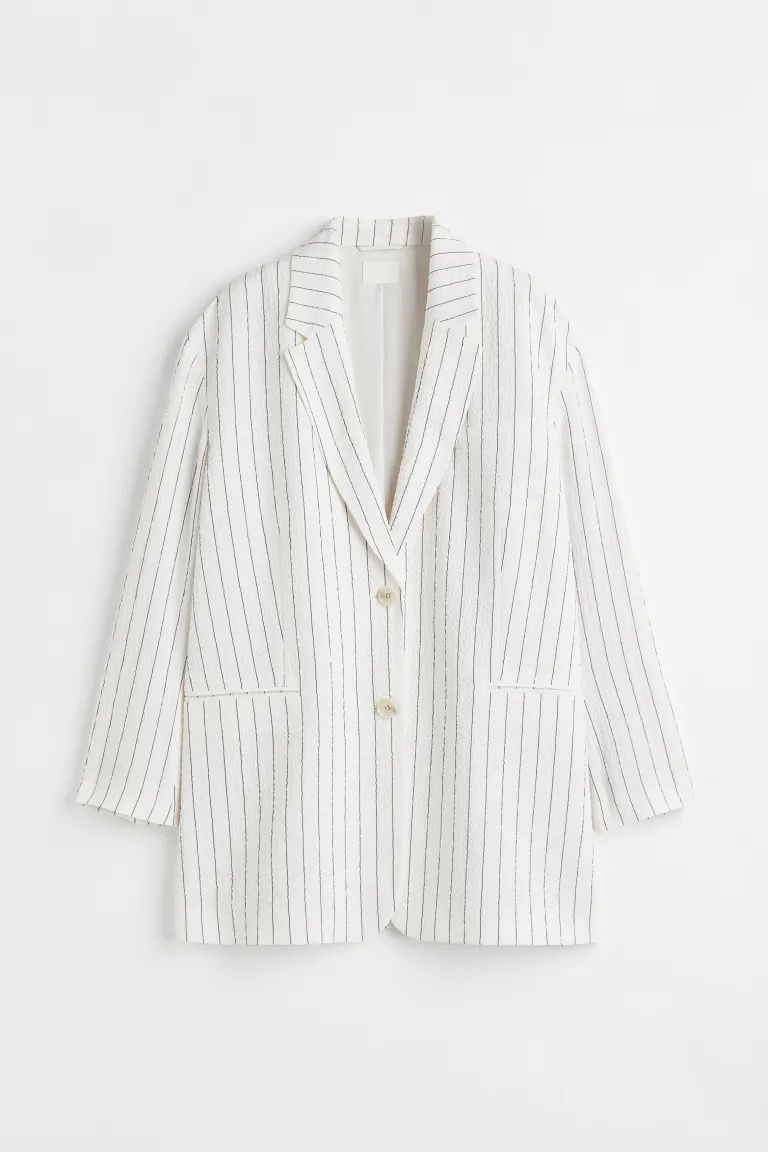 Straight-cut, oversized, single-breasted jacket in a woven viscose blend. Notched lapels, dropped... | H&M (US)